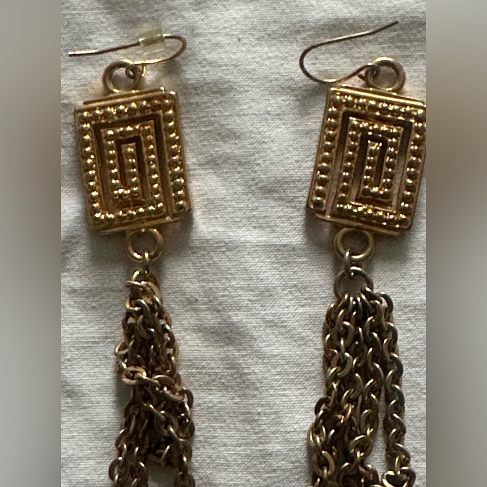 Marciano Gold Geometric Tassel Earrings